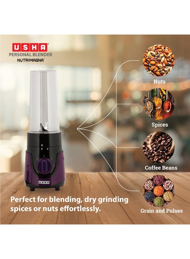أوشا USHA Blender Nutrimagna | 350W| On the Go Blender| Stainless steel blades| Spill proof spout and store lid | 2 speed and pulse operation | Lavender - Image 4